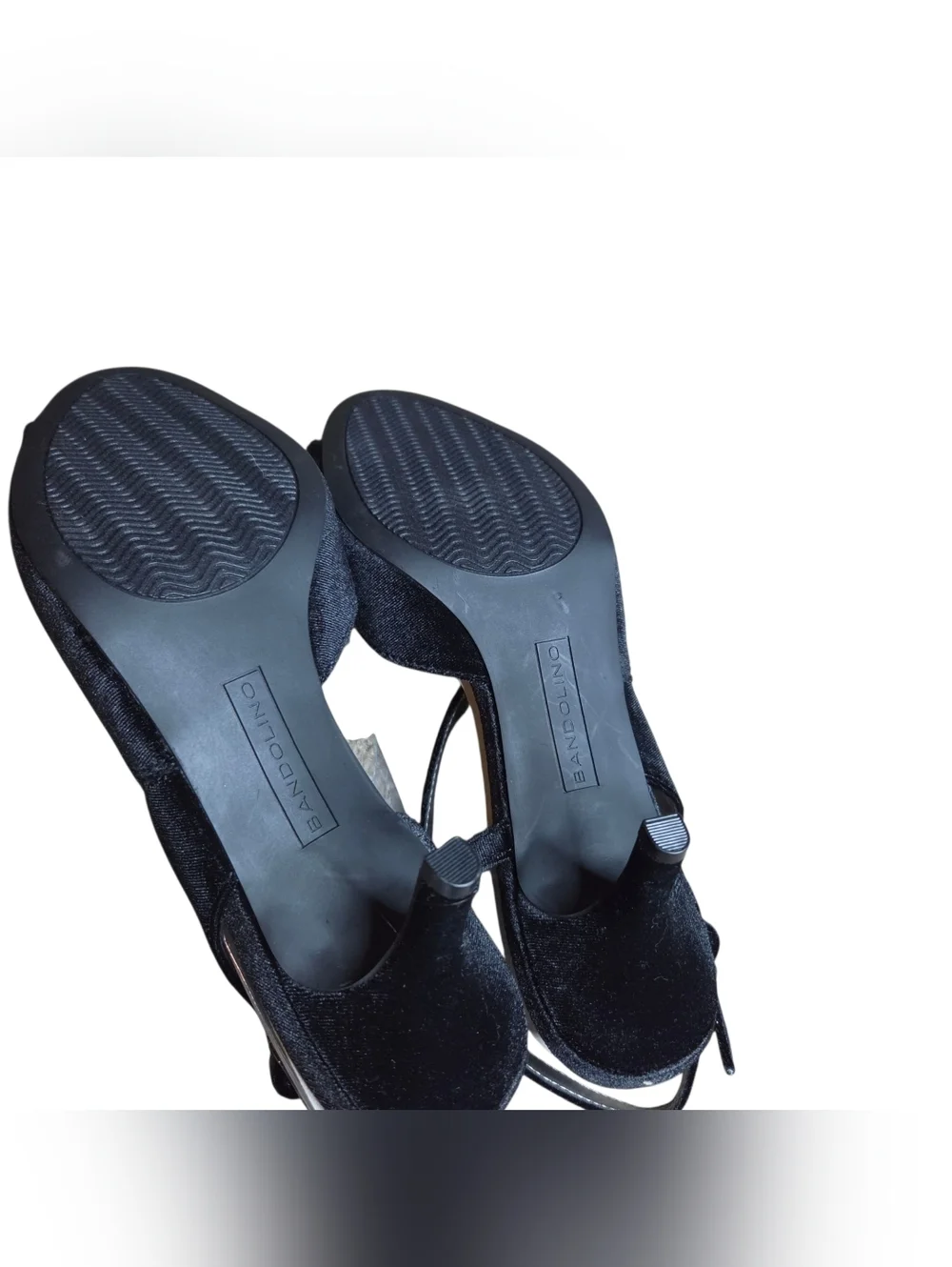 Bandolino Black Open-Toe Velvet Slingback Heels